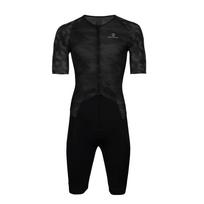 Morethan One Piece Cycling Jersey Skinsuit Chrono Suit Short Sleeve Men's HVP-025, Black, M juoda