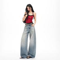 Spring Summer Vintage Wash Small Saber Lazy Floor Relaxed Denim Pants For Ladies Casual Pants Oversize Denim Trousers XS