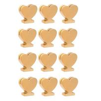 12PCS Star Heart Shaped Table Number Cards Stands Gold Smooth Surface Name Card Clips Wooden Desktop Message Holder Reception
