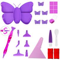Butterfly Diamond Painting Tool Kit 15Pcs with 6-Tip Pen Sorting Tray Lids Wax Brush for 5D Diamond Art Craft Accessories