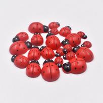 100PCS Ladybug Decor Tiny Ladybugs Decor Wood Ladybugs Shaped Embellishments Craft for DIY Craft Micro Animals Gifts (as the picture,9X13mm)