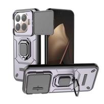 Rugged Duty Armor Slide Lens Protect Ring Stand Cover For Xiaomi 15T Pro 14T Pro POCO C85 C75 F7 Ultra Pro X7 M7 5G Phone Case Xiaomi 15T Pro violetinė