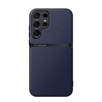 Magnetiniam automobilio laikikliui prabangus vientisos spalvos odinis telefono dėklas, skirtas Samsung S25 Ultra S23 S22 S21 S24 Ultra Plus S20 FE A54 A53 For Samsung S21 tamsiai mėlyna spalva