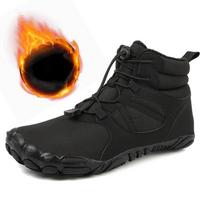 Men's Winter Fur Lined Snow Boots Outdoor Anti-Slip High-Top Hiking Shoes Waterproof Warm Fleece Lined Athletic Short Boots Male Trekking Ankle Boots 36