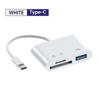 USB tipo C adapterio šakotuvas 3 viename duomenų perdavimas tipo C USB konverterio adapteris iPhone15, Macbook, Huawei, Samsung S21 S20, Xiaomi, OPPO balta