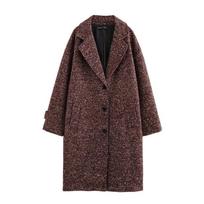 Women Autumn Winter Fashion Outerwear Loose Herringbone Drop Shoulder Coat Extra Small rausvai geltonas