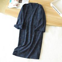 Pavasario ir Vasaros Atnaujintas Stilius Japoniškas Kimono Vyriškas Chalatas 100% Medvilnė Dryžuota Naktinė Suknelė Didelio Dydžio Yukata Namų Prakaito Garinimo Kolekcija M tamsiai mėlyna spalva