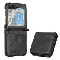 Tinka Moto Razr 40 mobiliojo telefono dėklui Moto 60 sulankstomo mobiliojo telefono drugelio reljefinis įterpiamos kortelės apsauginis dėklas nuo kritimo Moto Razr 60 ruda