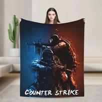 Counter Strike CSGO Knitted Blanket  Shooting Game Art Flannel Throw for Bed Travel Decoration Soft MultiFunction Blanket 100cm x 150cm