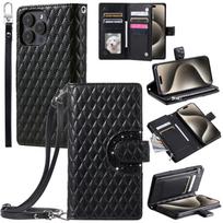 Applicable to Google 10A mobile phone leather case MOTO G34 glitter plaid zipper wallet oblique span Redmi 15C xiaomi 14