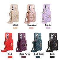 Applicable to Samsung z Fold6 mobile phone leather case Z Flip7 Xiaoxiangfeng diamond card diagonal span portable protective case Samsung z fold5 smėlis