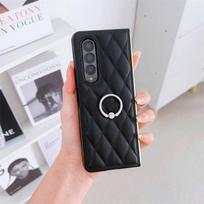 Applicable to Samsung ZFold5 folding screen mobile phone case zfold3/4 ring bracket rhombus PU leather case protective case samsung zfold5 juoda