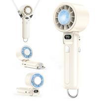 Innovative Version Instant Fan with Cooling 100 Wind Speed Portable Cooling 5000mAh LED USB Heat Neck Strap Beige 2026 - -25℃ CoolingHandheld Plate, smėlis