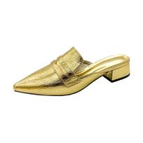 Baotou Semi-drag Women's Pointed Toe Shallow Mouth Patent Leather Rear Empty New Temperament Versatile Lazy Cool Drag 35