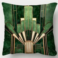 Art Deco Smaragdo Žalios Spalvos Pagalvės Užvalkalas Aukštos Geometrinės Spaudos Pagalvės Dėklas Vintažinis Glamūras Namų Dekoras Dovana Peach skin 18*18(CM)-1Pcs