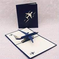1Pcs Surprise 3D Pop-Up Airplane Greeting Card Creative Birthday Graduation Travel Gift Aviation Enthusiasts Adventure Lovers 1pcs mėlyna