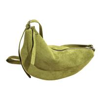 Simple Suede Leather Crossbody Bag Zipper Soft Shoulder Bag Commuting Bag Commuting žalia