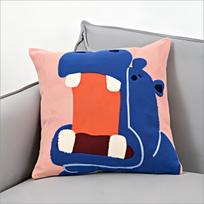 Double Sided Cute Hippo Throw Pillow Cover Cartoon Animal Print Decorative Cushion Case For Sofa Couch Living Room Home Decor Peach skin 18*18(CM)-1Pcs