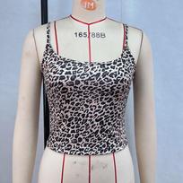 Women's Printed Sexy Crop Halter Top L leopardo rašto spalva