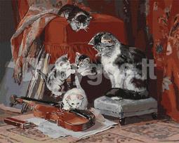 Tapyba pagal skaičius: MAŽIEJI MUZIKANTAI  Henriette Ronner-Knip 40x50 dėžutėje