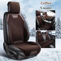 Prabangūs pliušiniai žieminiai automobilio sėdynių užvalkalai Napa oda Minkšti šilti patogūs Geros izoliacijos kvėpuojantys apatinės skylės Universalus pritaikymas Artificial Plush&Autumn And Winter