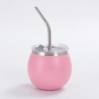 Cute 180ml Stainless Steel Cup Portable 5oz Tumbler Double Wall with Lid and Straw Coffee Cup Unisex rožinė