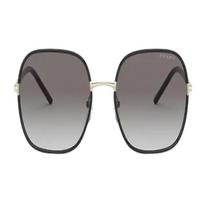 Prada Moteriški juodi acetato ir metalo kvadratiniai akiniai nuo saulės moteriško stiliaus juoda