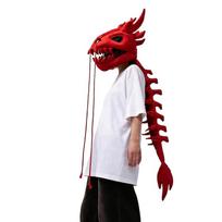Cartoon Dinosaur Skeleton Head Cover Costume Accessory For Family Fun And Creative Dressing Up Soft Safe PP Cotton 80CM raudona