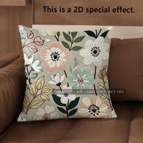2D Boho Vintage Floral Throw Pillow Cases** Pattern Cushion Cover Suitable For Sofa Bedroom Car Pillow Cover Peach skin 18*18(CM)-1Pcs