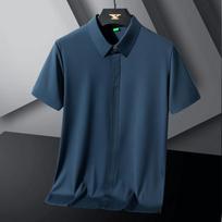 Vyriški ledo šilko marškiniai trumpomis rankovėmis vasariniai ploni tamprios medžiagos vidutinio amžiaus ir jaunimo slim fit nesiglamžantys marškiniai 6XL