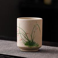 Coarse pottery teacup water cup ceramic cup 180ml pottery cup straight barrel cup Japanese retro cup <200ml