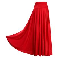 Moterų Flamenco Ruffles Šokio Sijonas Salės Didelis Sūpynės Ilga Suknelė Vienspalvis Ilgas Sijonas Spektaklio Kostiumas 6XL red