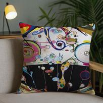 Artist T-Takashi M-Murakami Mr Dob Pillow Case Square Pillowcase Double-Sided Printing Short Plush Sofa Cushion Cover Bedroom Peach skin 18*18(CM)-1Pcs
