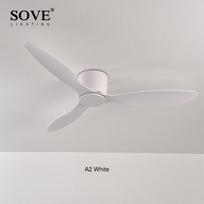 SOVE Modernus baltas žemo aukščio DC variklio 30W lubinis ventiliatorius su nuotolinio valdymo pultu Paprastas lubinis ventiliatorius be šviesos Namų ventiliatorius 220V 52 INCH
