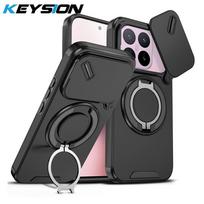 KEYSION 360° Rotating Ring Stand Phone Case for Xiaomi 17T 17T Pro 5G Slide Camera Protection Magnetic Shockproof Back Cover for Xiaomi 17T juoda