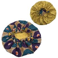 Sexy Lady Hair Silk Turban Bonnet Colorful African Ankara Pattern Bonnet Big Designer Bonnets Sleep Hat