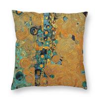 Oceanic Gustav Klimt Pillowcase Polyester Linen Velvet Printed Zip Decorative Throw Pillow Case Sofa Seater Cushion Cover 45X45 Peach skin 18*18(CM)-1Pcs