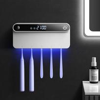 Smart UV Toothbrush Holder Sterilizer Toothpaste Squeezer Dispenser LED Displayed Timming Disinfection Bathroom Accessories Set juoda