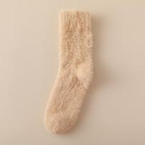 Soft Thickened Winter Socks Keep Warm Mid-Calf Women's Socks Solid Color Short Tube Stockings Winter One Size