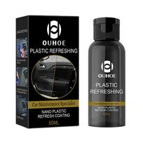 Plastic Refreshing Coating Kit Waterproof Car Scratch Repair Agent with Sponge Brush and Wipe for Automotive Interior Cleaning black