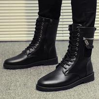Vyriški Batai Padidinti Ankle Boots Metalinis Šoninis Užtrauktukas Vyriški Batai Britiški Vyriški Motociklininkų Batai Kokybiški Vidutinio Ilgio Medvilniniai Žieminiai Batai 39 juoda