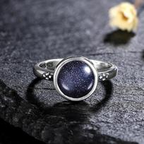 S Silver Vintage Ring Oval 8MM Natural Labradorite Moonstone Turquoise Ring for Women Gift Luxury 6