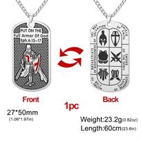 Double-sided Knights Templar Necklaces Stainless Steel Put On The Full Armor of God Pendant Necklace Men Jewelry Gift 60cm