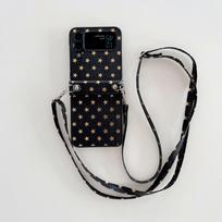 Applicable to Samsung ZFlip5 folding screen mobile phone case, star leather pattern messenger bag, lanyard, anti-drop all-inclusive case protective c samsung z flip4 juoda