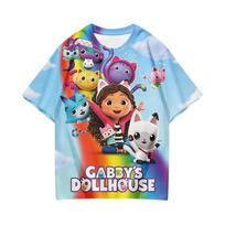 Gabby Dollhouse Children's T-shirts 3D Cartoon Print Tees Fashion Boys Cute Girls Short Sleeve Kids Casual Tops Summer Clothing 110
