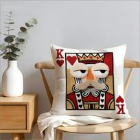 2D Printed King Of Hearts Playing Card Pillow Cover Funny 2D Effect Poker Soft Throw Pillow Case For Game Room Home Decor Gift Peach skin 18*18(CM)-1Pcs