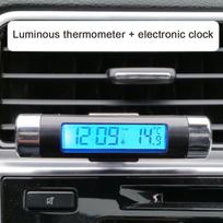 Automobilio laikrodis Termometras Statinės formos LCD ekranas Įrašomas į oro ventiliatorių LED Automobilinis skaitmeninis laikrodis Termometras