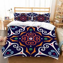 Bohemian Bedding Single Double Bed Full Size Mantra Pattern Pillowcase and Quilt Cover Washable Comfortable Home Decoration UK Single 135x200cm