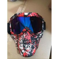 Harley KTM Cycling half-face helmet with full-face goggles, Halloween skull mask, water-transfer printed goggles, cycling mask Average Size black