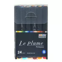 Permanentiniai markeriai teptukiniu antgaliu "Le Plume Permanent" #3000-24B 24 vnt.